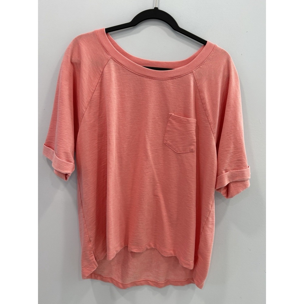 Sonoma Coral Oversized Tee XL Boxy Pockets Raglan High Low Casual Cotton Blend
